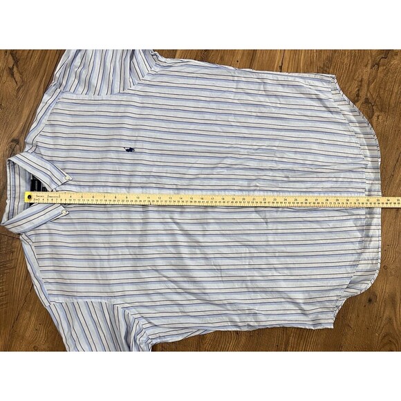 Ralph Lauren Shirt Mens Large 17, 36/37 Yarmouth Blue White Orange Vintage 80s - Picture 6 of 10